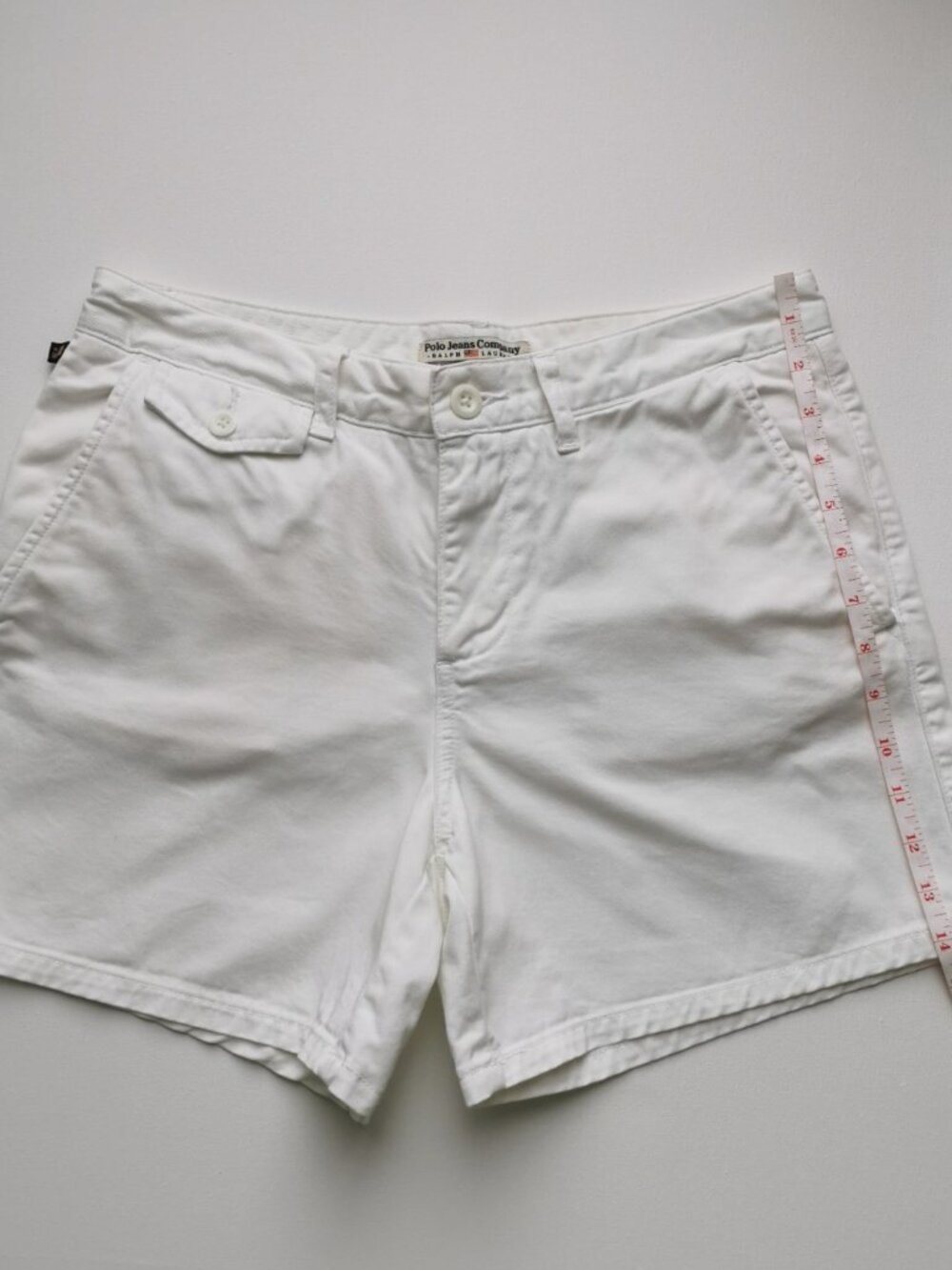 Vintage Polo Jeans Ralph Lauren White Cotton Twill Shorts Size 6 Y2K - Picture 9 of 9